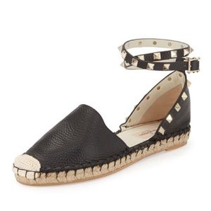 SOLD - Valentino Rockstud Leather Espadrilles